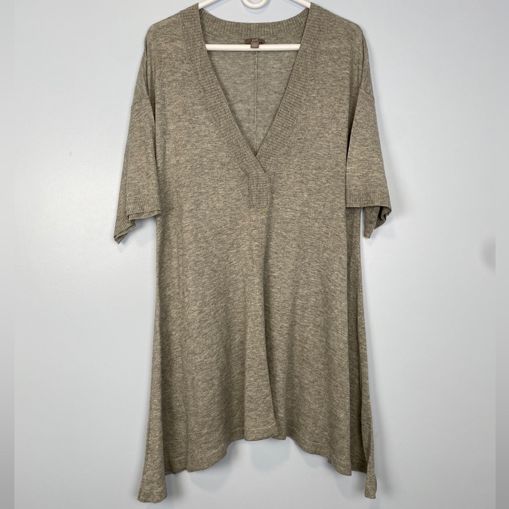 J. Jill Women Lightweight Wool Blend Asymmetric Tunic Top Gray Large L Lagenlook